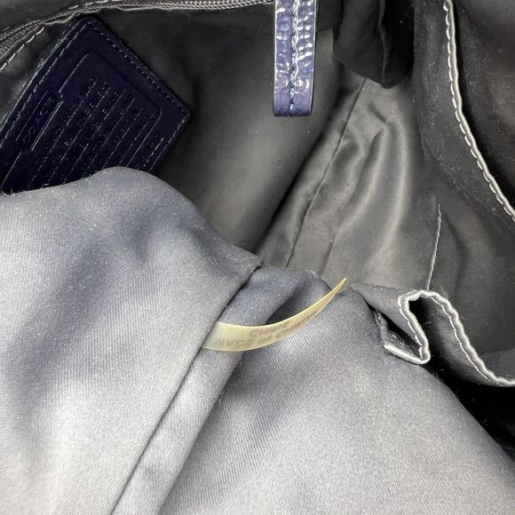 COACH Classic Signature Monogram 19820 Navy Silver Signature Chain Handbag Purse - Picture 6 of 10